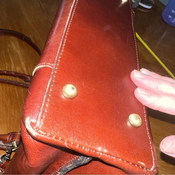 Patricia Nash Cognac Brown Leather Tote With Crossbody Strap Coastal Grandma - Picture 9 of 15